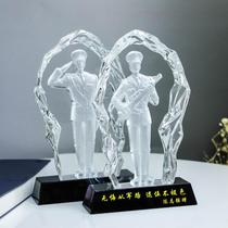 Veterans Souvenirs Customized Send Comrades Veterans Retirement Gifts Crystal High-end Decorations Customized Gifts