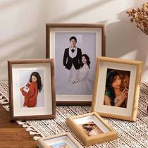Picture frame Nordic solid wood texture photo frame 8 inch wall hanging table mounted picture frame a4 photo wall decoration painting hollow wedding dress