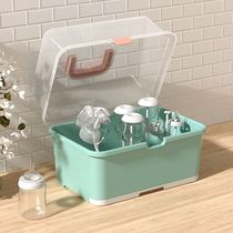 Newborn baby bottle storage box drain rack baby put bottle tableware storage box with cover dustproof and dry