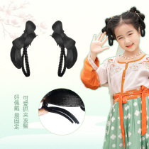Childrens cute bow side clip hair bun childrens wig bag ancient style Hanfu daily basic hairstyle headwear girl