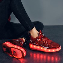 New Tamper Shoes Two Wheels Charging Boy Railboots Girls Skating Boys and Women with Wheels