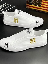 Hong Kong counter Supreme summer mens shoes ice silk breathable cloth shoes casual slip-on gentlemans white shoes