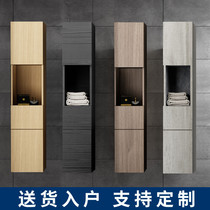 Bathroom cabinet storage narrow wall-mounted bathroom toilet toilet waterproof solid wood hanging cabinet mirror cabinet storage side cabinet
