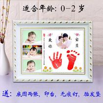 Brother-in-law Remembrance Hand-footed printed memorabilia custom-made handmade footprints Little footed girl 100 days full moon Gift D