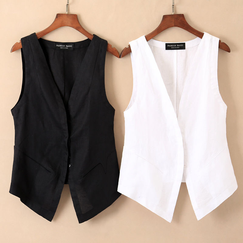 Women's Vest in Suit Vest 2023 Spring and Autumn New Slim Fit Overlay for Women's Sweetheart Tank Top Black Short Vest