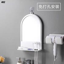 Punch-free toilet wall-mounted mirror simple bathroom bedroom vanity mirror student dormitory hanging mirror wash objective mirror