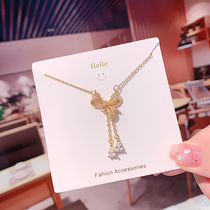 Ottles Discount Store Withdrawal Cupboard Clearance Clear Cabin Pick Up Butterfly Knot 18K Rose Gold Necklace Woman Lock Bone Chain Pendant Bag