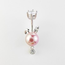 Super fairy milk fufus pearl sterling silver belly button sexy hot girl holeless belly ring high navel buckle free punch