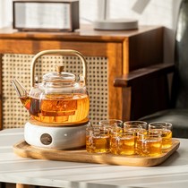 Fruit teapot teacup heat-resistant glass flower teapot candle heating base candlestick afternoon tea tea set light luxury