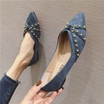 2021 spring and summer new all-match pointed shallow mouth doudou shoes womens flat heel flat single shoes casual soft sole lazy shoes