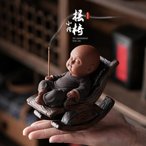 紫砂茶宠小和尚禅意摆件精品香插炉可养高档茶盘茶具桌台创意茶玩-淘宝网