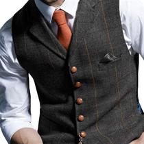 Mens Vests Tweed Suit Business Clothing for Men Striped Wai