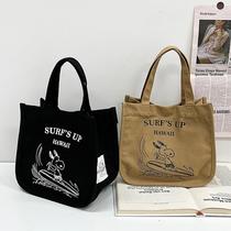 Canvas bag portable lunch bag cute cartoon office workers mommy hand carry small portable fashion commuter lunch box bag