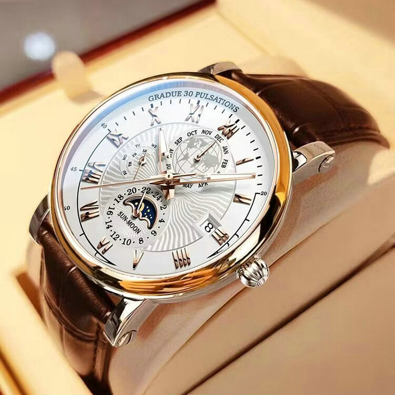 New Genuine Men's Watch Waterproof Fully Automatic Watch Men's Mechanical Glow Calendar Casual Men's Quartz Watch