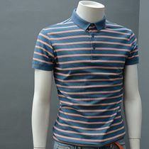 Jack Vance Foreign Trade Original - Mens leisure stripes polo shirt overturned short sleeve t - shirt
