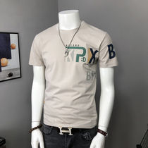 Tail list~Cabinet withdraws ice refreshing high piece silk light cotton short sleeve t shirt male new printing round collar personality