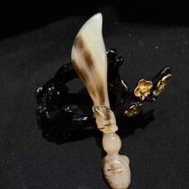 Snow sea horn natural authentic white buffalo horn tortoise knife eye scraping eye tightening lift