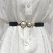 With skirt belt elastic pearl belt ladies with dress dress sweater decorative girdle fashion all-match retro