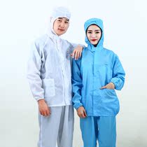 Breathable dust-proof clothing with cap split male and female full body antistatic dust-free spray paint clean clothes food factory Protective Blue and White
