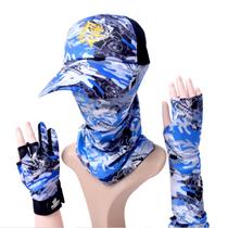 Fishing sunscreen four-piece set mask hat cover face equipment full set of mens gloves sun hat sleeve sleeve ice silk summer fishing
