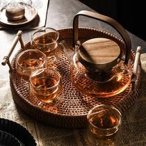 Flower teapot set British Nordic style glass heating flower tea cup flower fruit tea boiled tea teapot afternoon tea tea set
