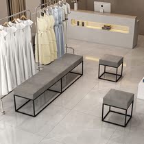 Clothing store European gray bench fitting room stool dressing room shoe changing stool lounge simple square stool shoes stool