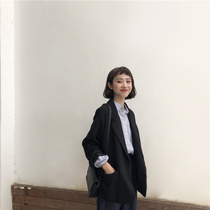 Small blazer womens 2021 Spring and Autumn New Korean loose casual thin formal black suit top