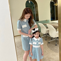 Special affinity for high-end Korean childrens clothing 2022 Summer Korean version Mother women dress with small scents of light and luxurious girls dress