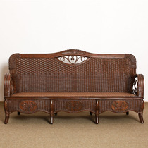 Indonesias new natural real Vine three-person sofa European living room study combination furniture hotel creative solid wood Teng system