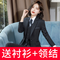 Spring Career Set Women College Students Interview Costume Black Suite High-end Suit Front Desk