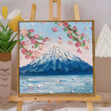 油彩画 富士山 風景画 P10 旭日の富士 1969元旦 絵画 油絵 油彩画 風景