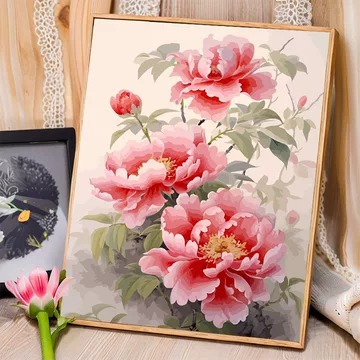 牡丹　油彩画　F6号 牡丹花数字油画-牡丹花数字油画促销价格、牡丹花数字油画品牌- 淘宝