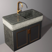 Marble laundry pool Stone bright single hole laundry counter basin Stone balcony with washboard with aluminum alloy cabinet door