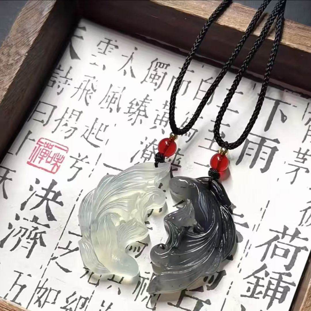 古玉 双魚佩飾 珊瑚玉 K21金具 ネックレス 首飾 時代物 中国美術 玉佩 O1CN01ZCIagk29ugHKdkrZS_!!