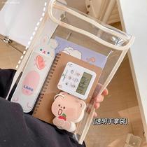 Snap file bag students with transparent large capacity large thick test paper information bag cartoon cute storage bag