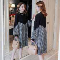 Pregnant womens autumn suit Net red dress foreign style fashion autumn long long sleeve shirt spring and autumn