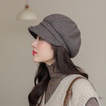 Tide brand hat female autumn and winter black beret Japanese Joker Mao Ying British retro fashion literary octagonal hat