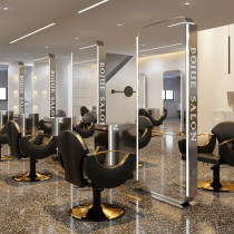 Net Red Barber shop mirror table beauty salon mirror hair salon special double-sided floor mirror stainless steel mirror with light