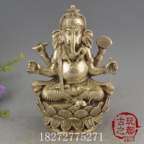 Antique bronze white copper brass silver-plated ornaments decoration boutique antique collection town house exorcism elephant nose God decoration