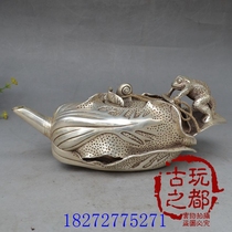 Antique bronze copper brass silver-plated copper pot ornaments teapot Golden Chan water bottle decoration process collection