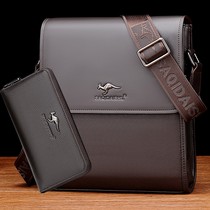 Hong Kong Tide Mens Leather Shoulder Bag Mens shoulder bag Backpack Business Leisure Briefcase Mens Bag Mens Bag