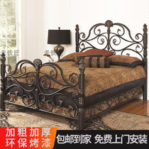 High-end wrought iron wedding bed retro bed 1 2m single bed 1 51 8m double iron frame bed European princess bed