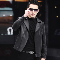 2021 new Haining leather leather jacket men sheepskin jacket leather collar slim youth motorcycle handsome jacket tide