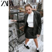 ZARA autumn new TRF women imitation leather mini skirt 07385280800