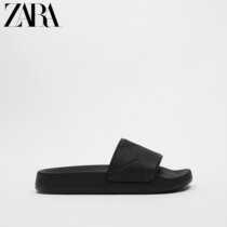 ZARA spring new pint mens shoes black flat bottom slippers outside wearing thick bottom beach sandals 2705920040