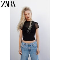 ZARA spring new womens dress black splicing body knitted blouse 2893010800