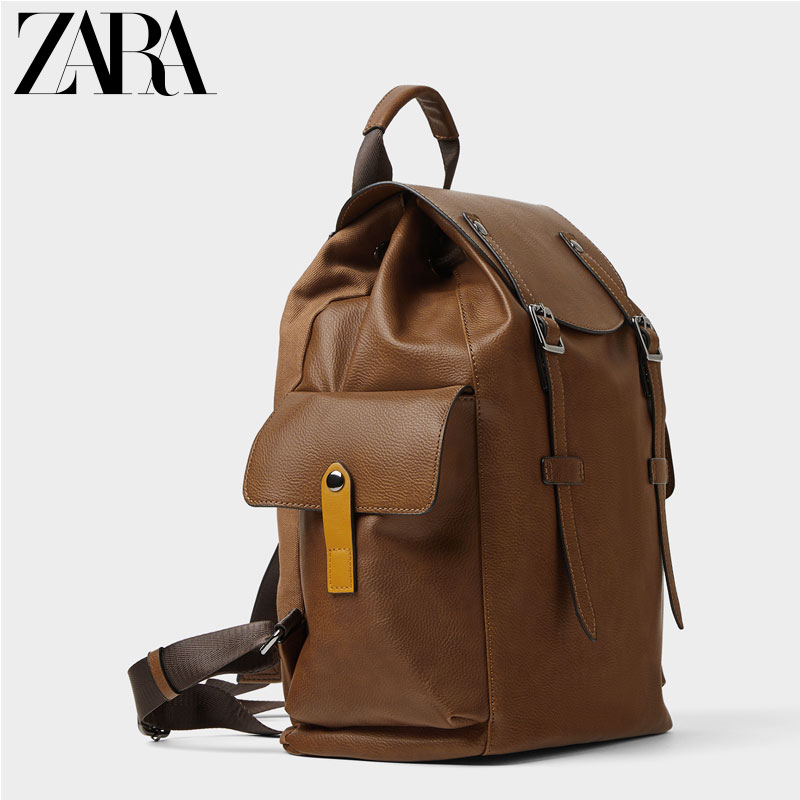 zara men's leather backpack