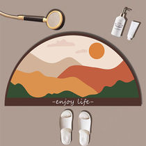Japanese-style bathroom toilet non-slip semi-circular floor mat Toilet door suction mat Entrance door vacuum rub mat