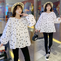 Pregnant woman Spring and autumn dress T-shirt fashion suit Korean version Long sleeves Loose Belly doll Shirt shorts Shirt Jacket summer