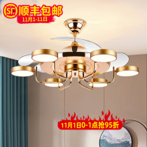 2021 new living room bedroom ceiling fan lamp integrated light luxury modern fan chandelier mute ceiling dining room fan lamp